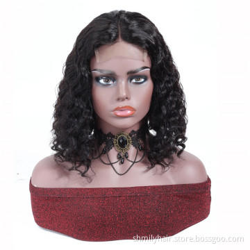 Drop Shipping 4*4 Front Closure Wigs Peruvian Human Hair Lace Short Bob Cut Deep Wave Remy Lace Front Peruvian Human Hair Wig